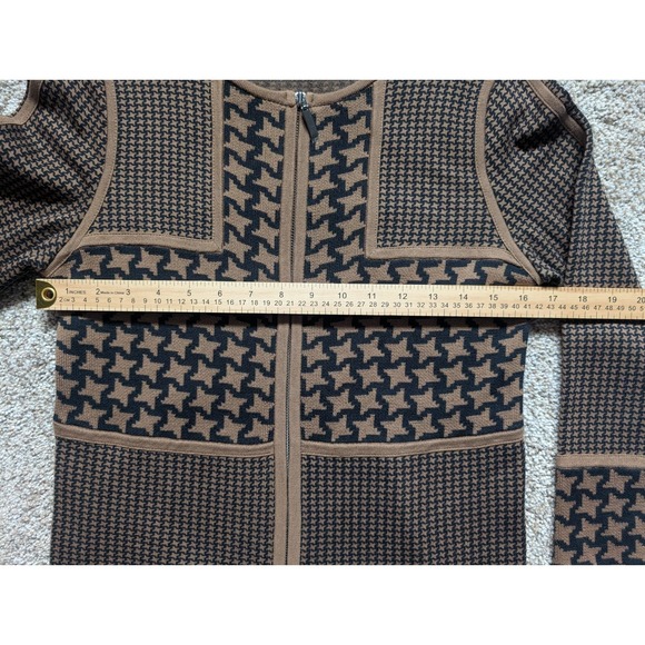 NWOT Womens Small Carlisle Houndstooth Zip Up Jacket Cardigan Silk Blend - Picture 8 of 11